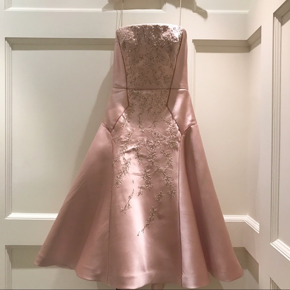 SOLD! $6800 J Mendel Midi Dress Pink Gown Beaded 2 - Picture 5 of 8